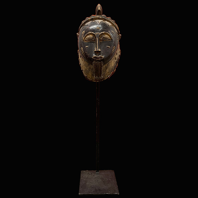 African Baule Mask 123 on stand Left Angle