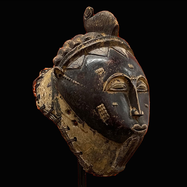 African Baule Mask 123 on stand left side