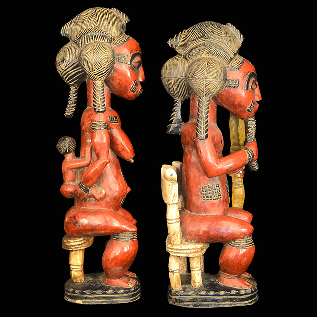 African Baule Statues 127 on display stand Right Side