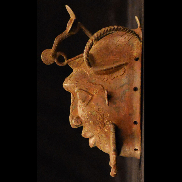 African Benin Bronze Mask 16 Left Side