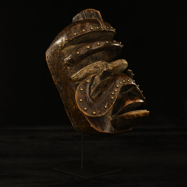African Bete Mask 9 on display stand -  Right Angle