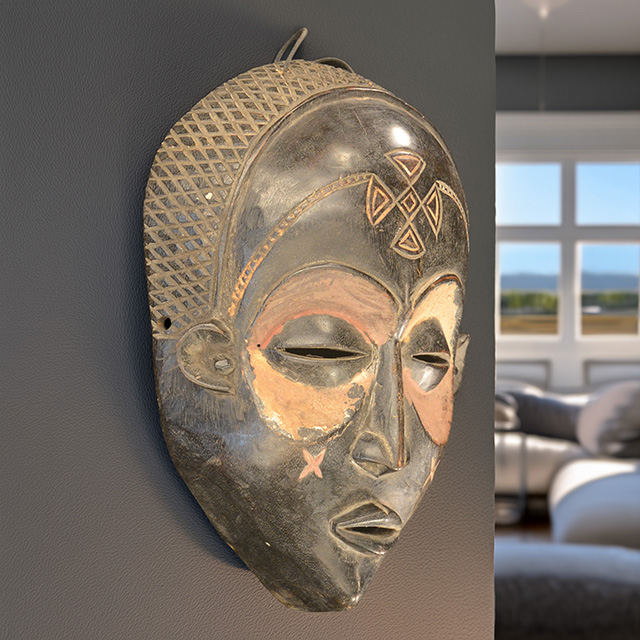 African Chokwe mask Left Angle - Click for a more detailed view of this African mask. African Chokwe mask Left Angle