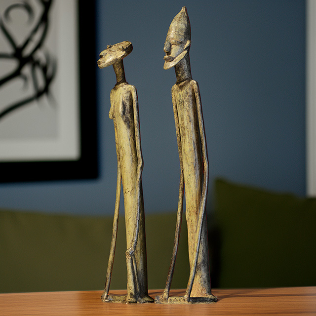 African Dogon Bronze couple 110 Left Angle