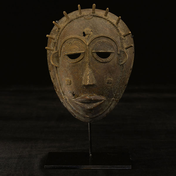 African mask on stand bronze Marka 59