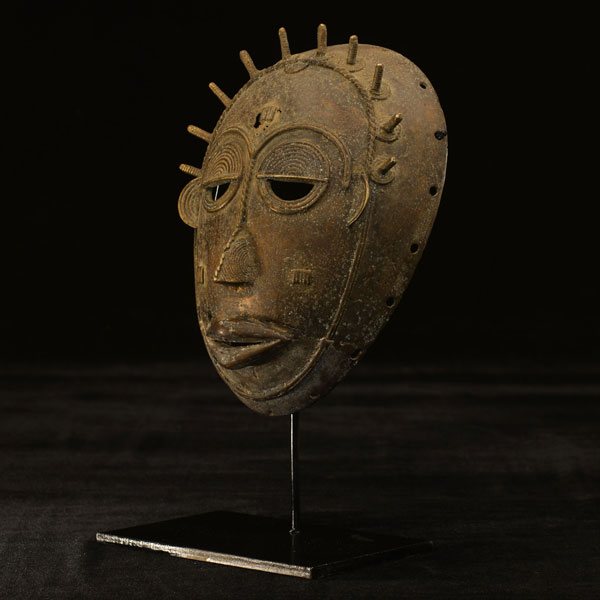 African mask on stand bronze Marka 59 Left Angle