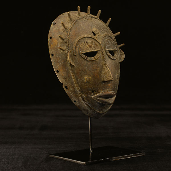 African mask on stand bronze Marka 59