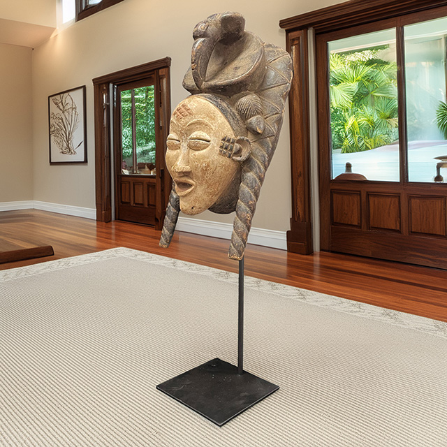 Punu Mask 46 on display stand