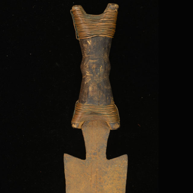 African Tikar Sword with scabbard from Cameroon hilt back