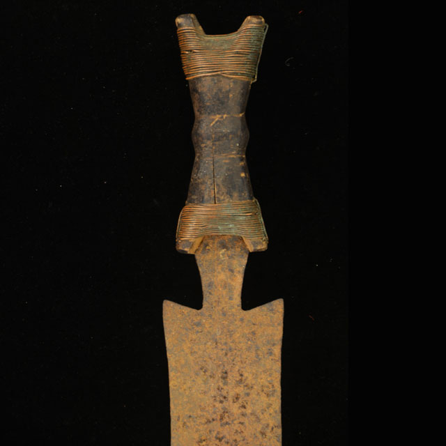 African Tikar Sword with scabbard from Cameroon - hilt front