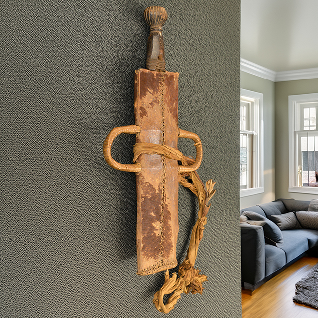 African Tikar Sword with scabbard from Cameroon - hilt front